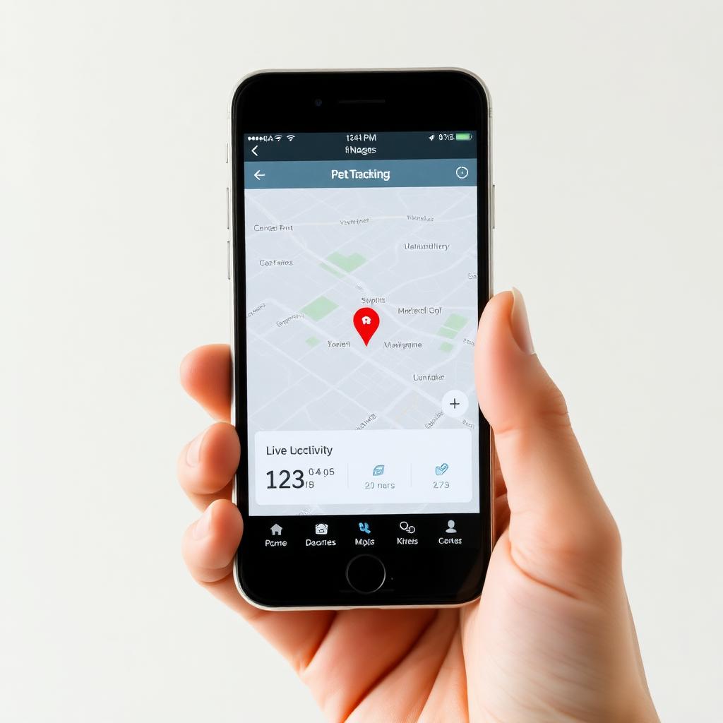 Smartphone zeigt die Live-Karte mit Standort und Aktivitätswerten des Haustiers